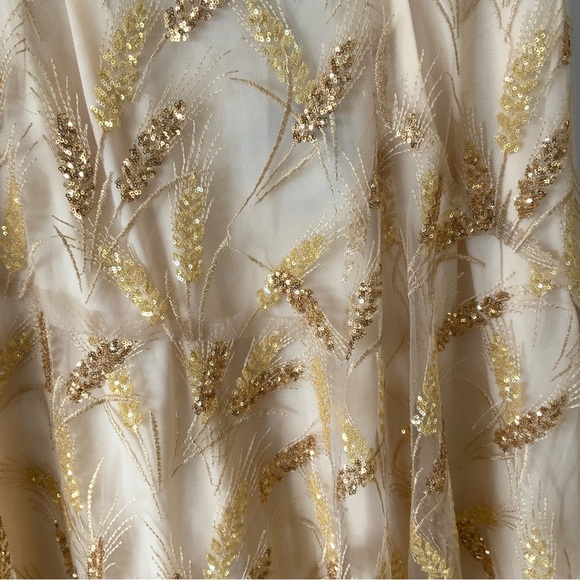 Anthropologie Eva Franco Ellen Gilded Wheat Skirt Embroidered Sequin Embellished - Picture 6 of 7
